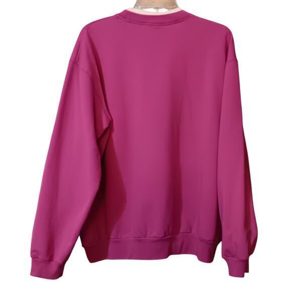 VINTAGE Sweatshirt Pink Size XL Flowers Roses Sparkle Beading Long‎ Sleeves - Picture 2 of 10